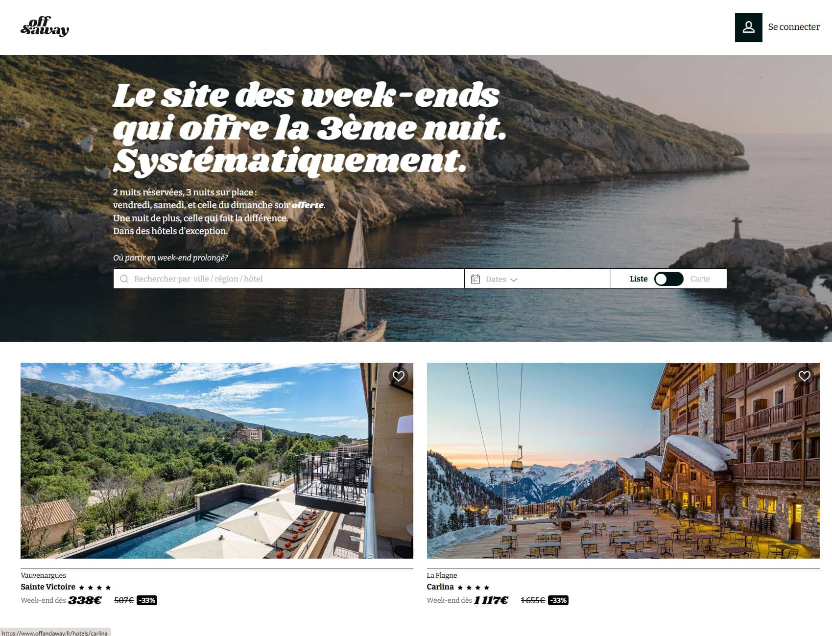 Off&Away : Page d’accueil