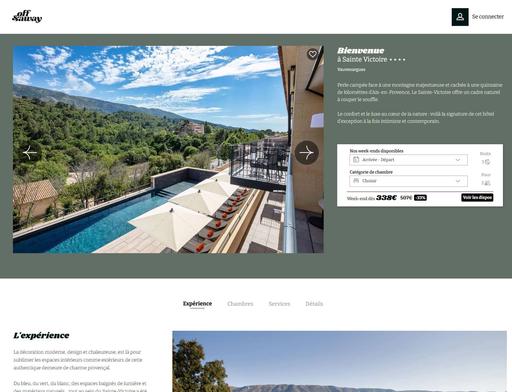 Off&Away : Page hôtel