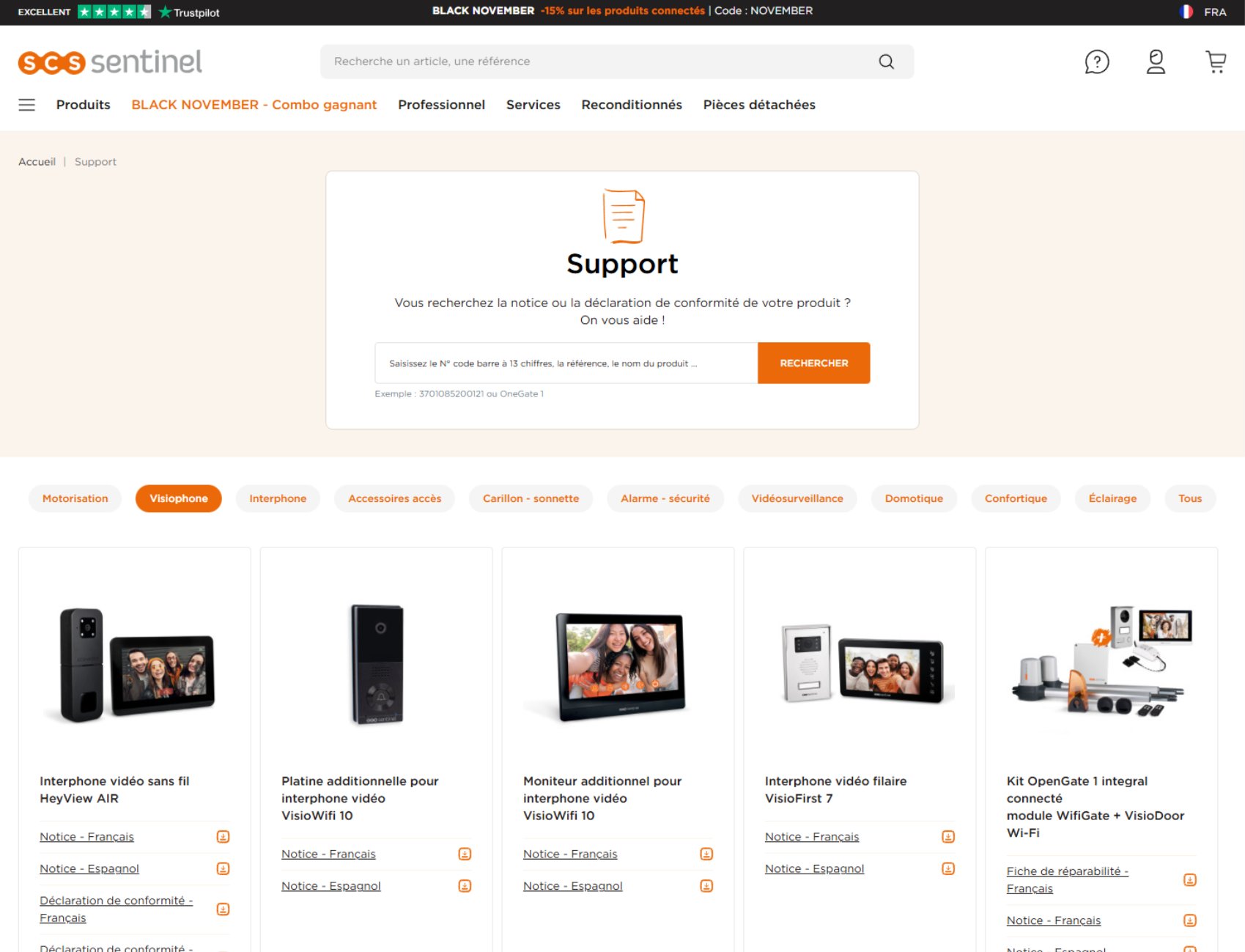 SCS Sentinel : Espace documentation produits